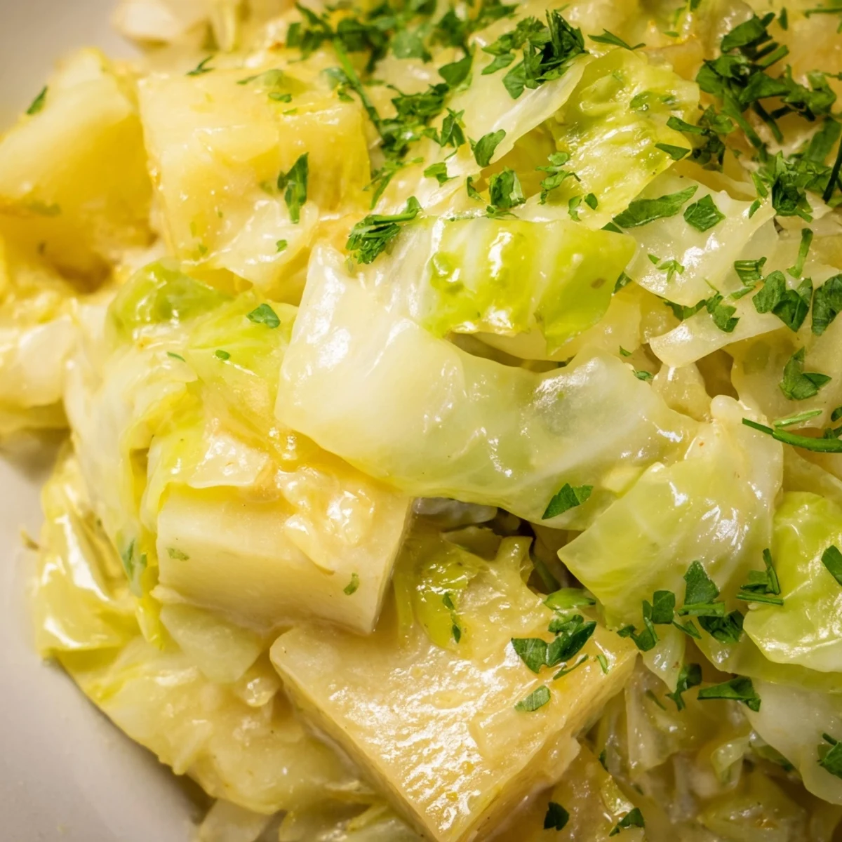 Cremiger Kohl mit Kartoffeln, ideal für herzhafte Beilagen zu Fleischgerichten.  